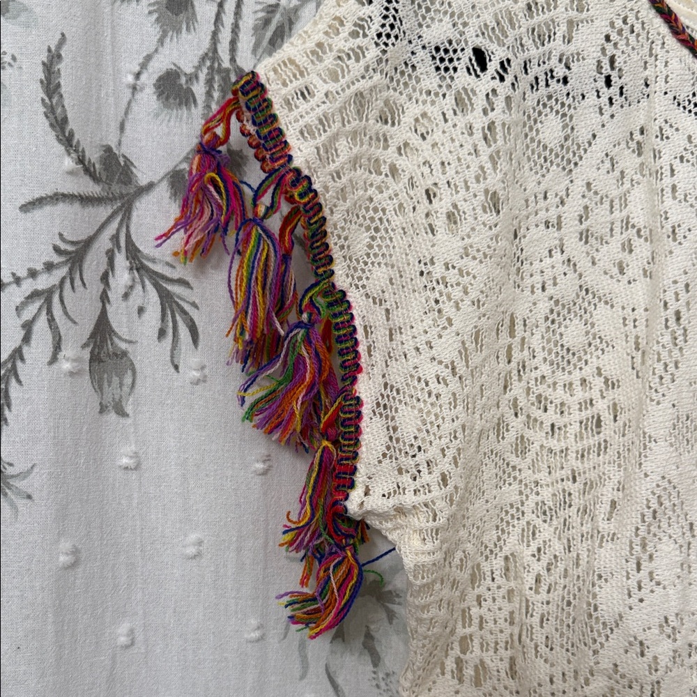 Chic Crochet Crop Top with Multicolor Fringe - Picture 5 of 8